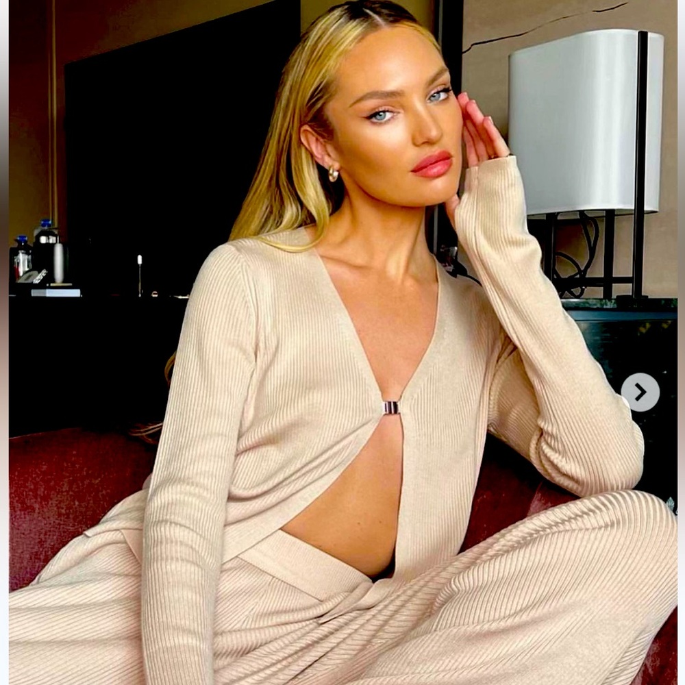 Alo Yoga Salana Knit Cardigan Pant Set Macadamia
